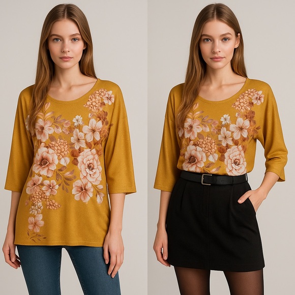 Elegant Gold Women's Blouse - Picture 8 of 8